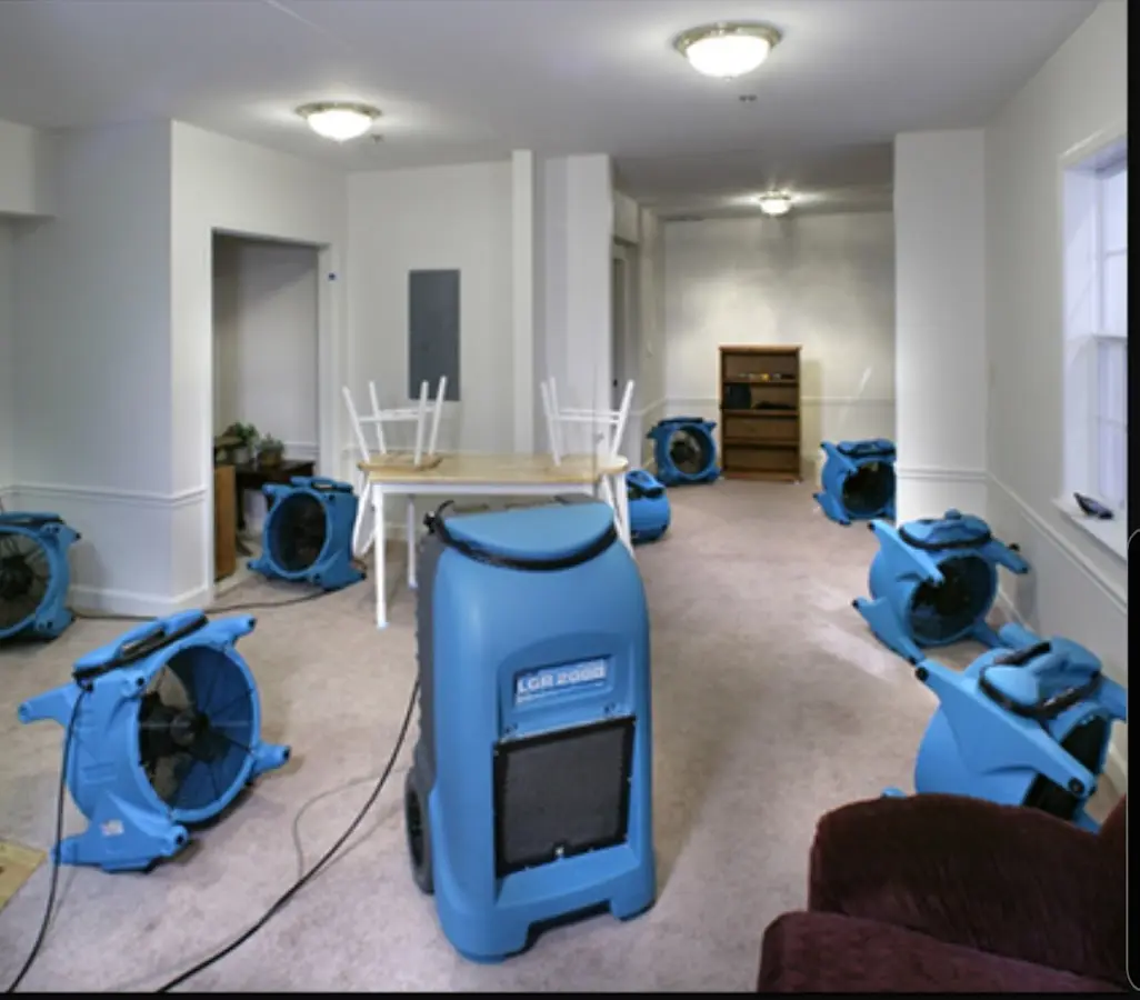 Air movers and dehumidifier setup for Water Extraction & Removal in Bacliff